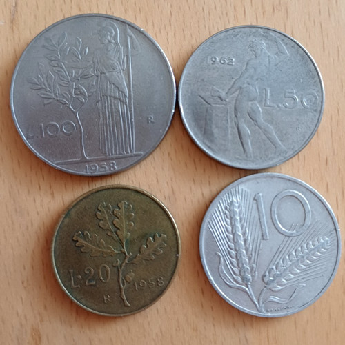 Italia 100 10 lire - 100-50-20-10,
