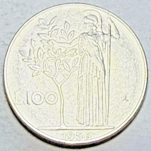 Moneta italia 100 lire - moneta, 1956