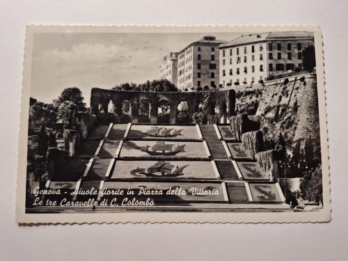 Cartolina 1956 aiuole piazza - cartolina,